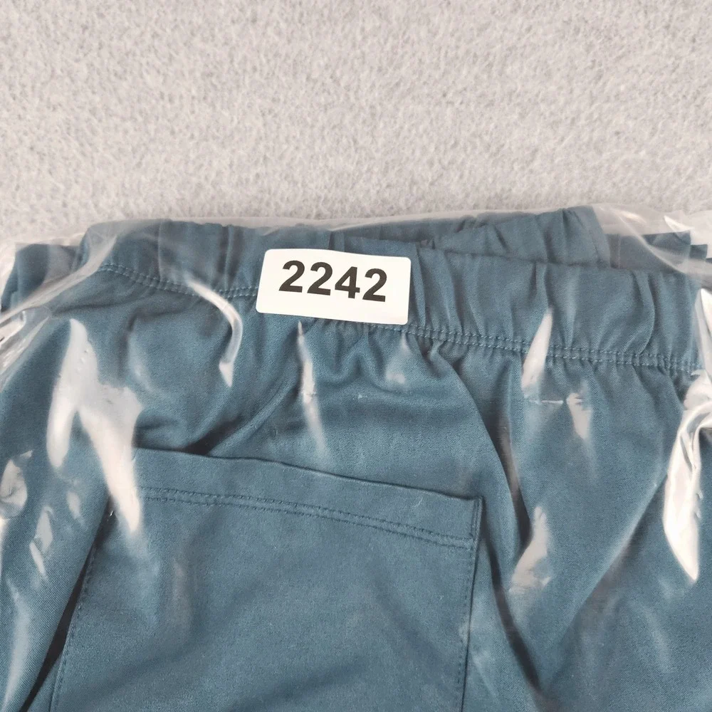 HH Works Scrub Pants Mens L Teal‎ Rebecca Cargo Drawstring Waist Stretch Medical